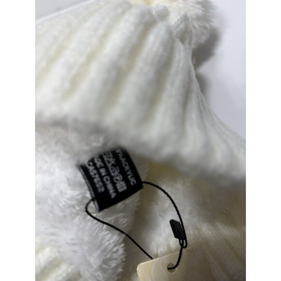 Women's Cozy Winter Hat with Double Pom Poms, Cream White, Soft Cozy Lining -New - Picture 7 of 10